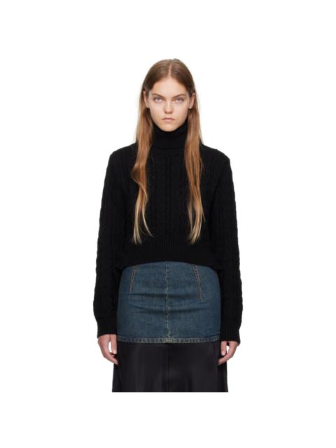 MM6 Maison Margiela Black Cropped Turtleneck