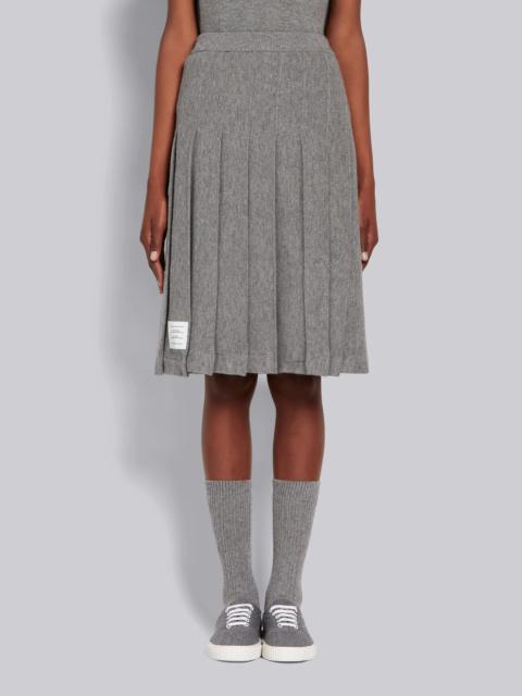 Thom Browne Light Grey Cashmere Pique Pleated Below-the-Knee Skirt