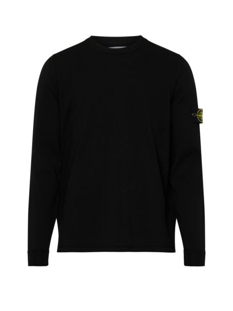 V neck sweater with logo patch