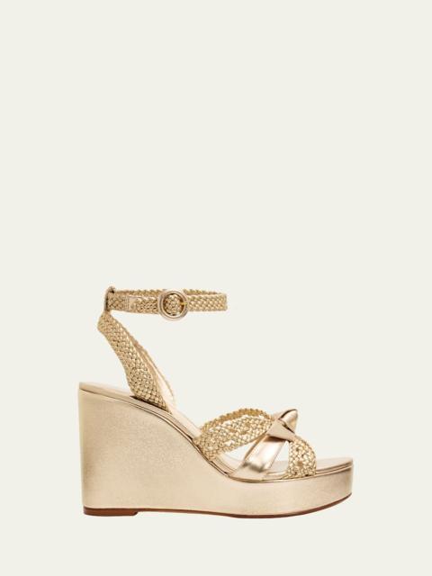 ALEXANDRE BIRMAN 100mm Suelita Metallic Leather Woven Platform Sandals