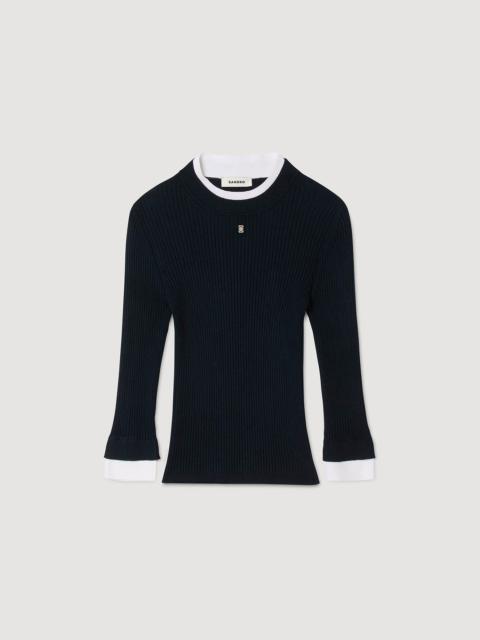 Sandro LAYERED EFFECT WOOL BLEND SWEATER