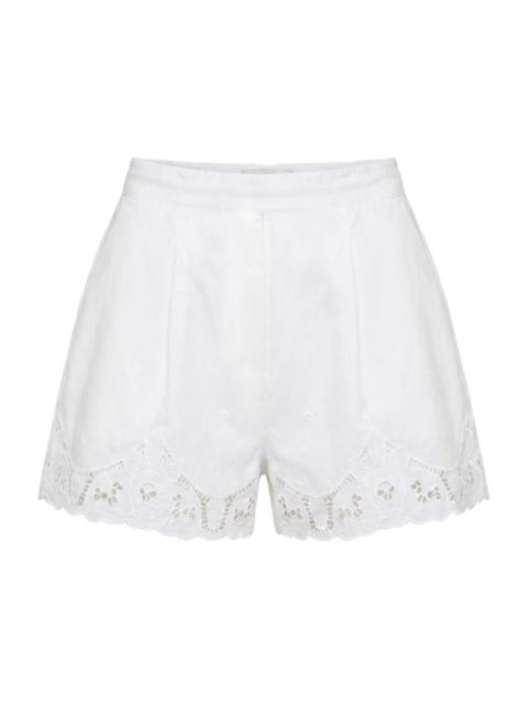 NICHOLAS Women's Irma Lace-Trim Cotton Shorts - Ivory