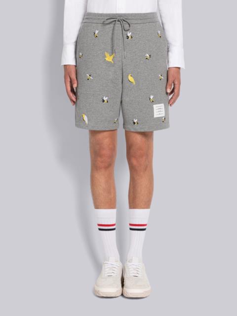 Thom Browne COTTON LOOPBACK BIRDS AND BEES EMBROIDERED SWEATSHORTS