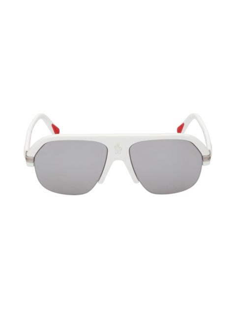 Moncler Lodge 57mm Navigator Sunglasses in Shiny White /Smoke Lenses at Nordstrom