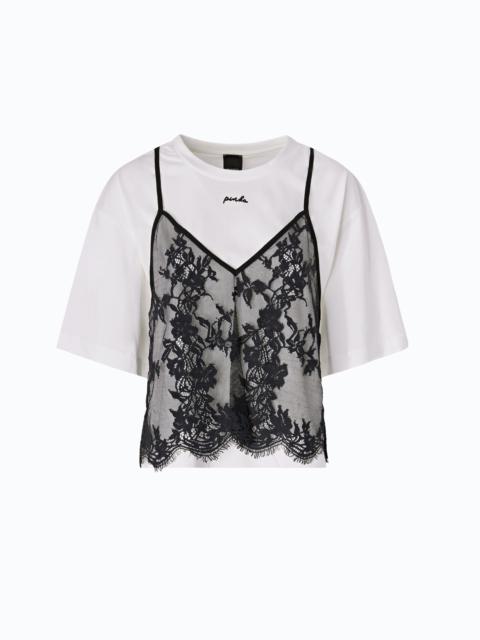 PINKO T-SHIRT WITH LACE TOP