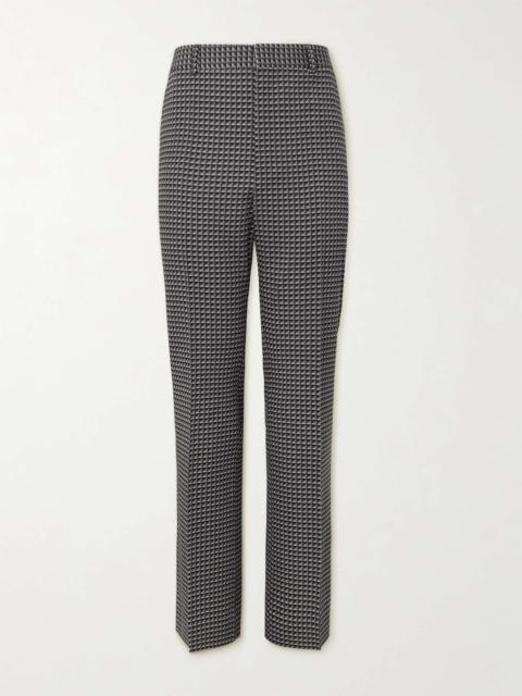 Pleated Straight-Leg Printed Wool-Twill Trousers