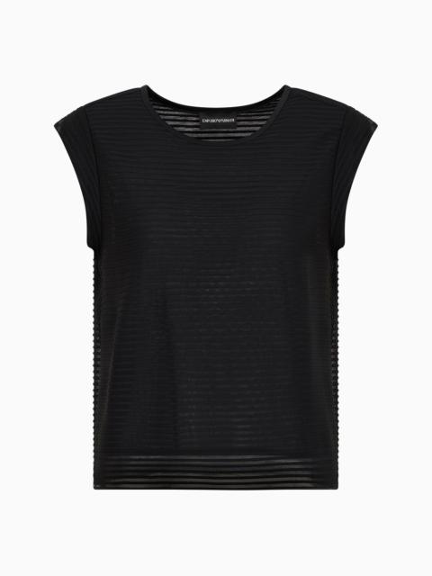EMPORIO ARMANI Short-sleeved ottoman-effect jersey top