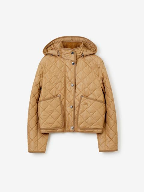 Burberry Diamond Quilted Nylon Cropped Jacket | REVERSIBLE