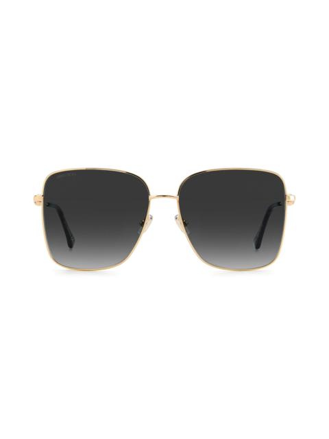 Hesters 59mm Gradient Square Sunglasses in Black Gold /Grey Shaded