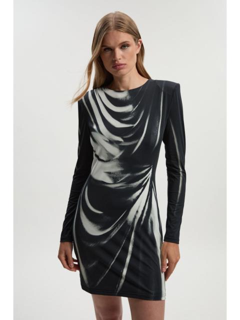 KAREN MILLEN Archive Graphic Print Long Sleeve Mini Dress