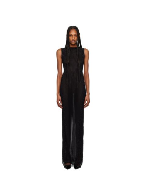 MÔNOT Black Crystal-Cut Maxi Dress
