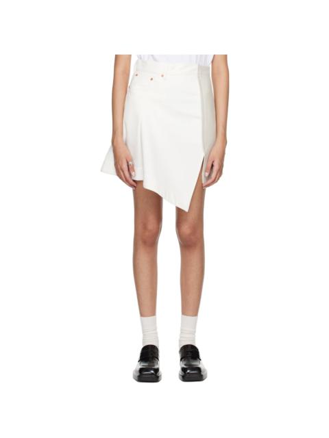 sacai White Wool Paneled Denim Miniskirt