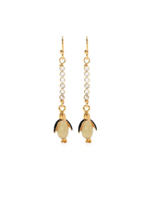 penguin-pendant drop earrings