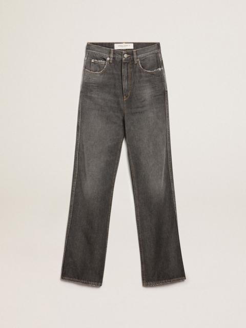 Golden Goose Women's black jeans with stonewashed effect