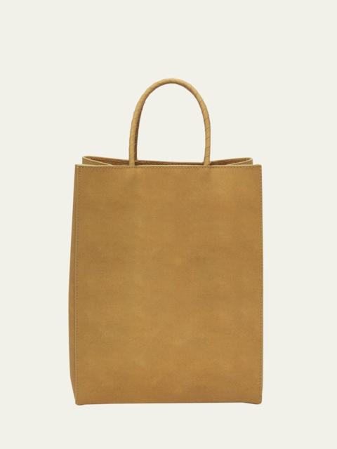 Small Raw Paper Leather Top-Handle Bag