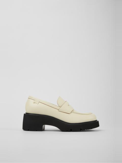 CAMPER Milah White leather loafers for women
