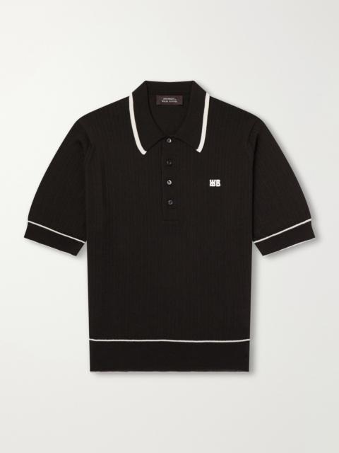 WALES BONNER Blessings Logo-Embroidered Merino Wool Polo Shirt
