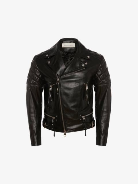 Alexander McQueen Punk Leather Biker Jacket in Black