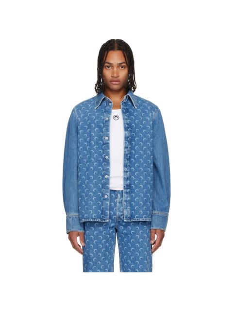 Marine Serre Blue Moon Laser Denim Shirt