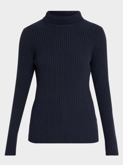 Lafayette 148 New York Rib Knit Cashmere Turtleneck Sweater