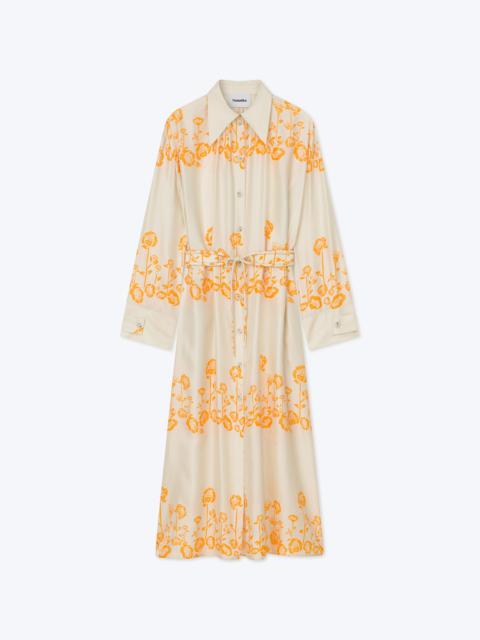 Nanushka ELUNA - Printed twill silk shirt dress - Blockwood floral