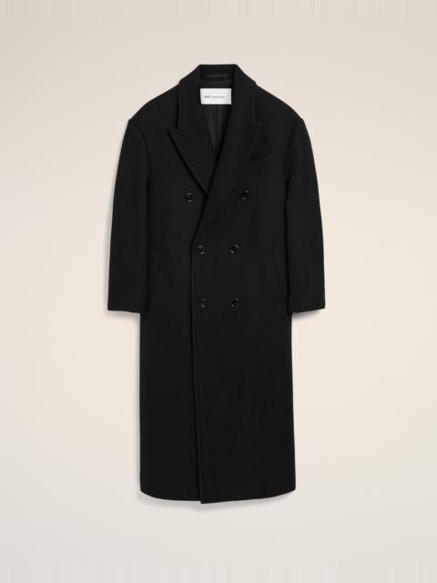 AMI Paris LONG BLACK DOUBLE BREASTED WOOL COAT
