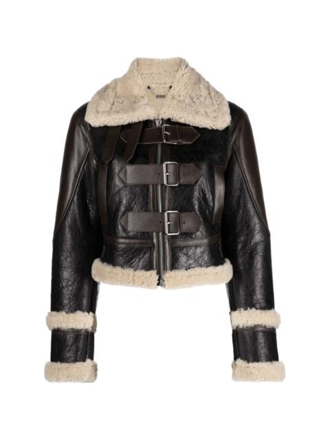 Giacca shearling-trim leather jacket