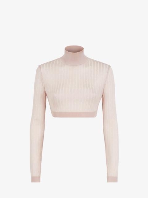FENDI Pink FF pinstripe viscose top