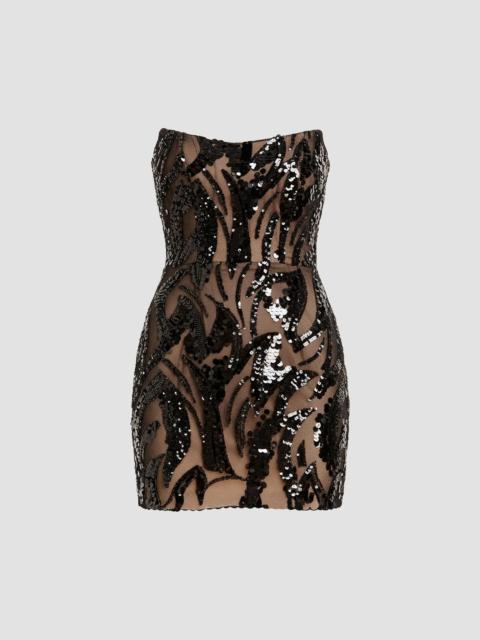 Dress The Population Women's Jen Sequined Strapless Body-Con Minidress - Black Beige