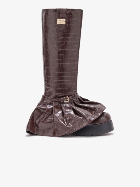 GANNI KAT HIGH BOOTS IN CROCO
