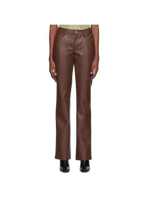 MISBHV Brown Vegan Leather Trousers