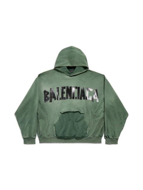 New Tape Type Ripped Pocket Hoodie Large Fit in Dark Green