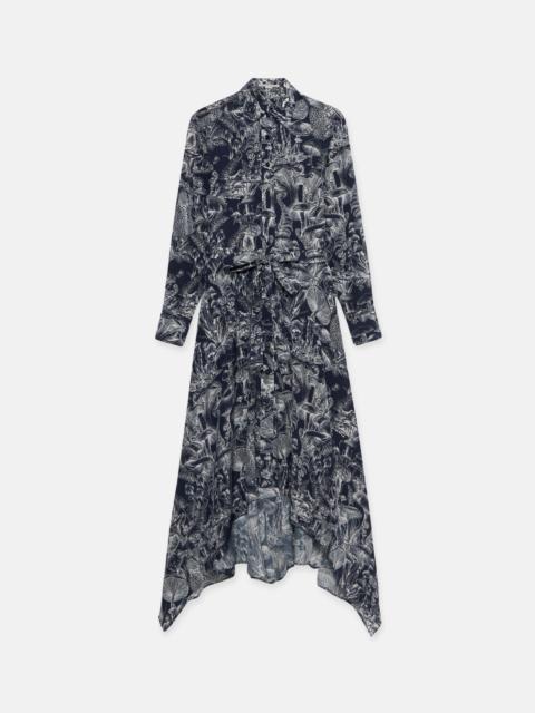 Fungi Forest Print Silk Shirt Dress