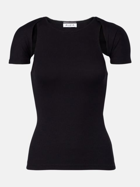 Alaïa Layered ribbed-knit jersey top