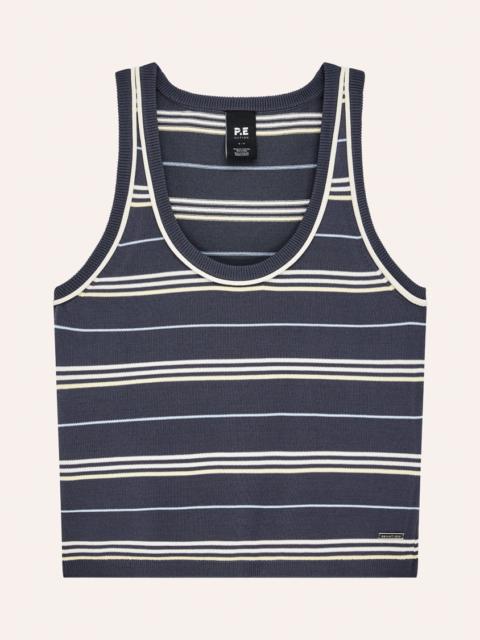 P.E NATION RETREAT STRIPE KNIT TANK IN MARINE BLUE STRIPE