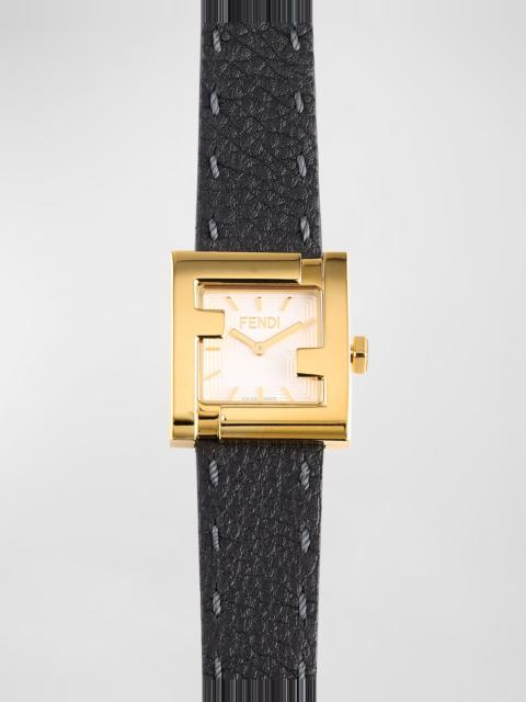 FENDI Square Face Leather Strap Watch