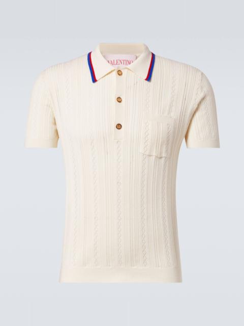 Valentino Cable-knit cotton polo sweater