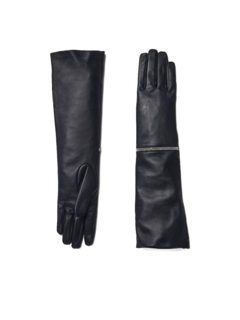 PESERICO long leather zip-detail gloves