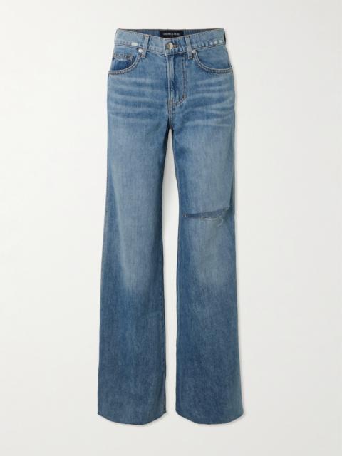 VERONICA BEARD Kasey Frayed Mid-rise Wide-leg Jeans