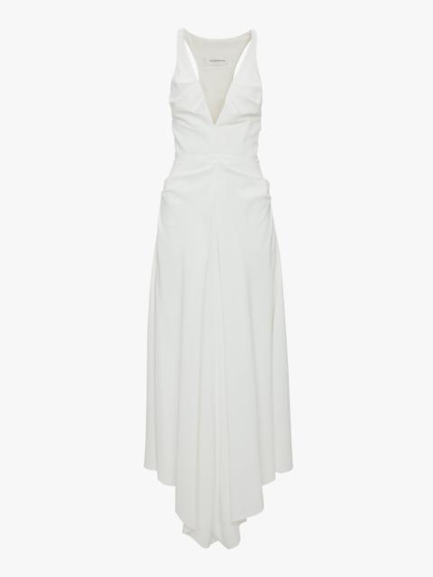 Victoria Beckham Gathered Racer Back Dress In White
