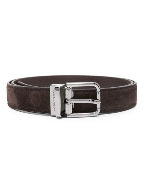 Dolce & Gabbana logo-engraved buckle suede belt
