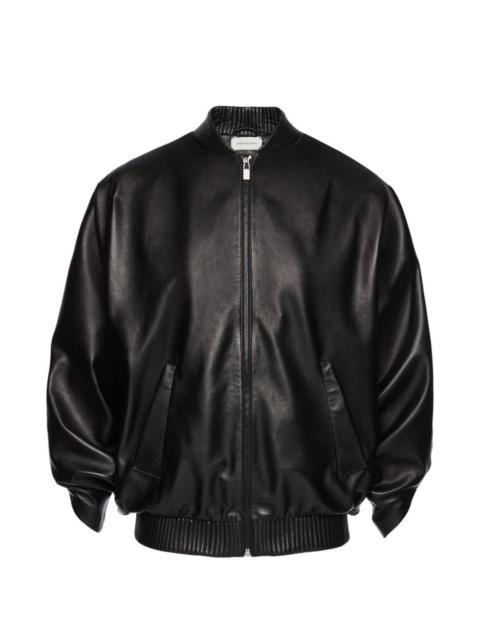 MAGDA BUTRYM ribbed-trim leather jacket