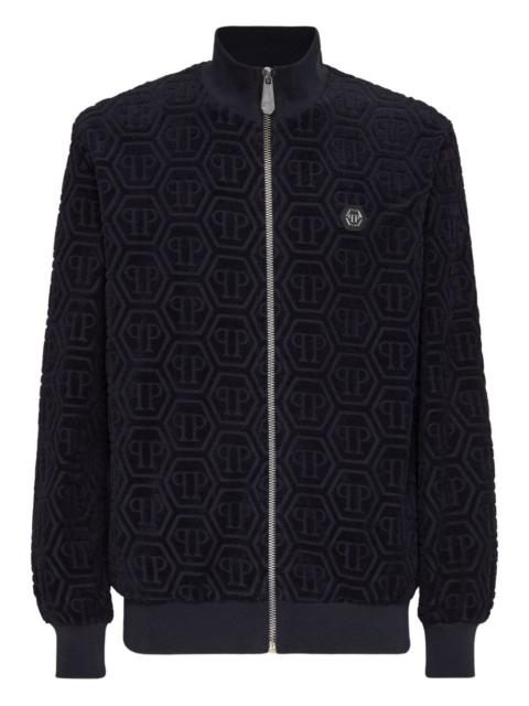 PHILIPP PLEIN Hexagon-logo zip-up jacket