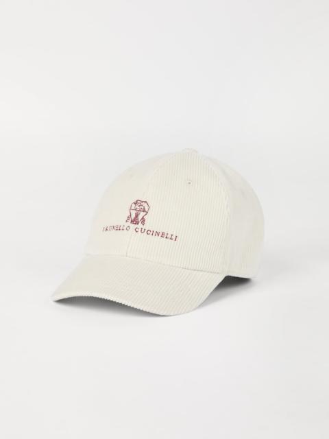 Brunello Cucinelli Comfort cotton and cashmere corduroy baseball cap with embroidered logo