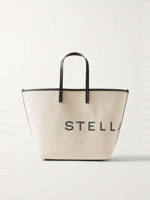 + NET SUSTAIN vegetarian leather-trimmed organic cotton-canvas tote