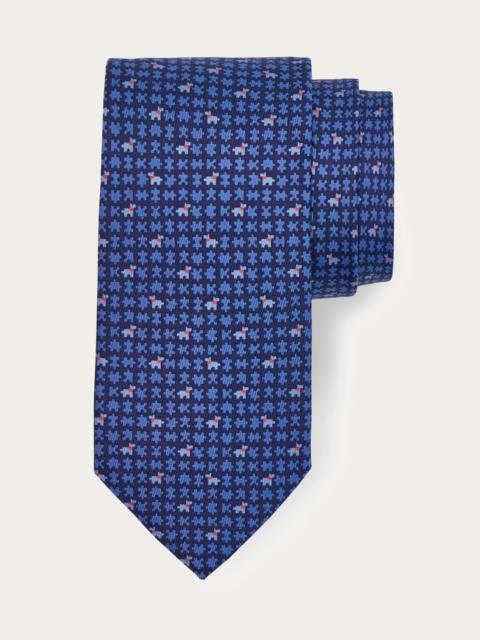 Puzzle print silk tie