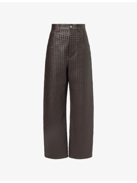 Bottega Veneta Intrecciato Straight-Leg Leather Trousers