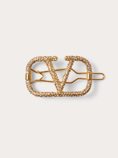 Valentino VLOGO SIGNATURE METAL AND SWAROVSKI® CRYSTAL HAIR ACCESSORY