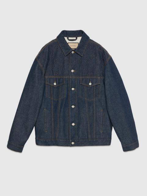 Denim jacket with GG embossed detail