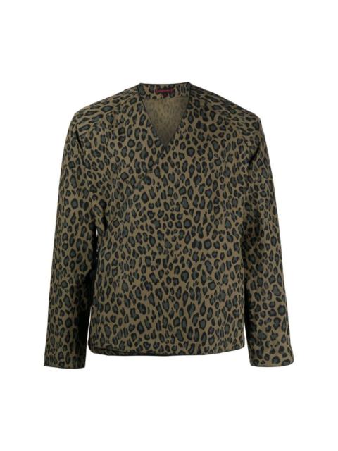 leopard-print cotton-blend kimono